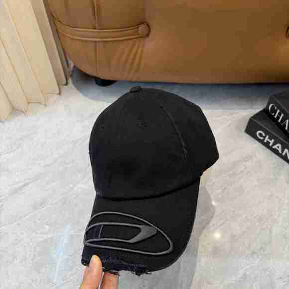 Diesel Black Distressed Oval D Logo Baseball Cap main image 5